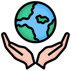earth filled outline style icon