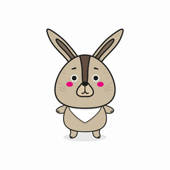 flat cute rabbit  vector isolated illustration