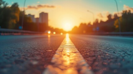 A mesmerizing journey through time and space, as the white line guides us along the horizon of the city, between the amber hues of morning and evening, under the vast sky of sunrises and sunsets, ami