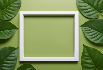 Green leaves frame, green screen frame design