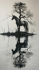 Centaur by the lakeside a reflective paper cut artwork capturing the creatures mythical grace