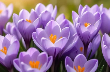 Fotobehang purple crocus flowers in spring © Ольга Сорокина