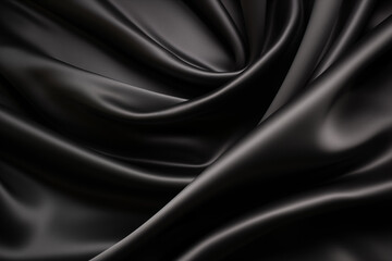Fototapeta premium Black satin texture wrinkled background