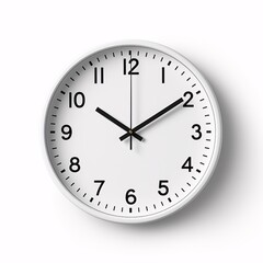 a white clock with black hands