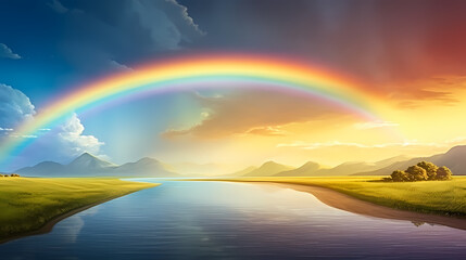 Obraz premium Rainbow background, beautiful scenery