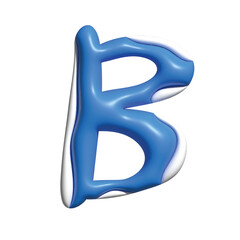 3d B in Blue and white transparent png