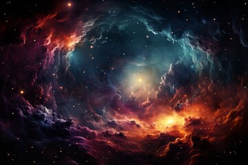 it is a painting of a galaxy in space - obrazy, fototapety, plakaty