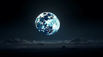 Crédence de cuisine en verre imprimé Pleine Lune arbre Lunar landscape with full moon in night sky