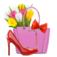 Vector Female Handbag with Tulips