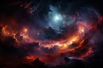 A masterpiece of the cosmos, resembling a landscape of a galaxy in space - obrazy, fototapety, plakaty