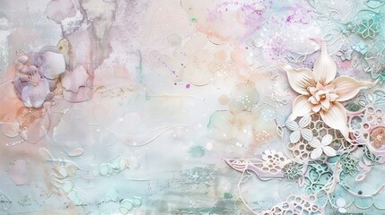 Dreamy Ethereal Mixed Media Background in Pastel Tones.