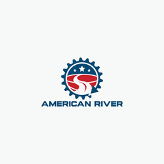 American river logo, nature vector