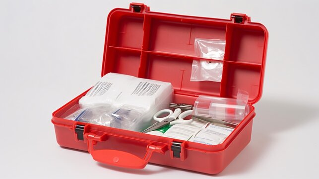 a red first aid kit