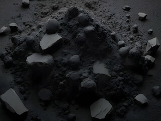 abstract black charcoal powder white background
