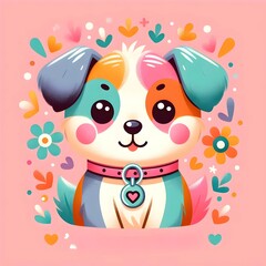 Fototapeta premium cut cat flat logo illustration