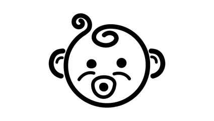 Baby face with Pacifier, black isolated silhouette