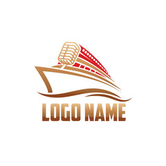ship logo and podcast, boat vector