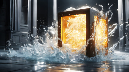 Experiment with fluid and dynamic perspectives within a box-related theme, creating a background that shifts and evolves bright ligtning, kodak 400, cinematic, ultra realistic