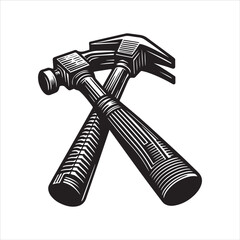 Hammer silhouette on a white background