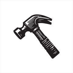 Hammer silhouette on a white background