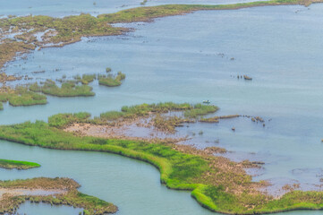 mugla dalaman lake dalyanlar and iztuzu beach opening to the sea at the end shots from above