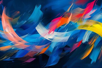Colors of may, abstract background with waves in blue, pink, orange and yellow huess, and with copyspace for your text. May background banner for special or awareness day, week or month