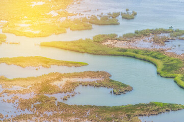 mugla dalaman lake dalyanlar and iztuzu beach opening to the sea at the end shots from above