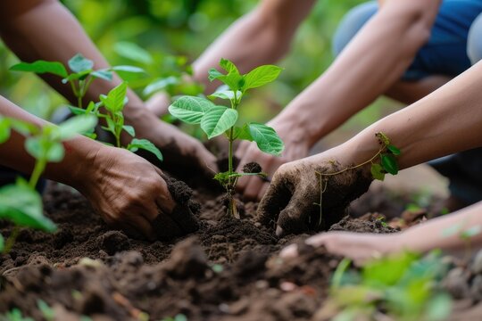 person planting a plant Image of people helping to plant trees Perfect nature Eco Friendly