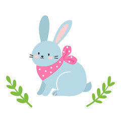 Cute bunny. Easter illustration. Flat vector illustration