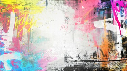 Distressed Textures and Graffiti Elements in Grunge Art Background