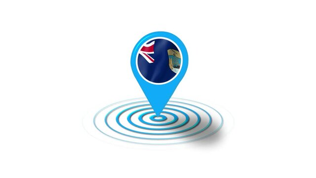 Saint Helena Ascension and Tristan da Cunha flag icon 3d GPS location tracking animation in white background