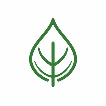 Drugstore logo and one leaf ,Close up of simple, logo with thick green and white, outline style, smooth edges, one color, simple design, simple coloring, simplistic details, minimalist, icon style