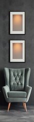 Armchair with two frames on the wall