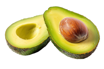 Half-cut avocado isolated on white