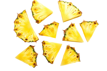 Pineapple wedges on white