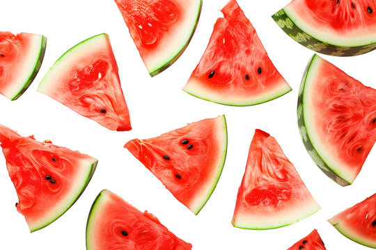 Fresh watermelon slices on white
