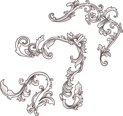Vector set of decorative elements in Victorian frame style
