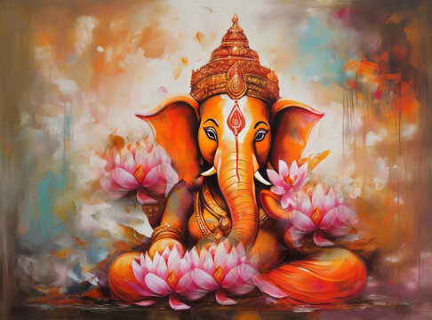 Illustration of Lord Ganesha, the son of God Shiva and Goddess Parvati. The Hindu God Ganesha is the remover of obstacles .He is the first God to be worshipped in all Hindu rites and rituals.