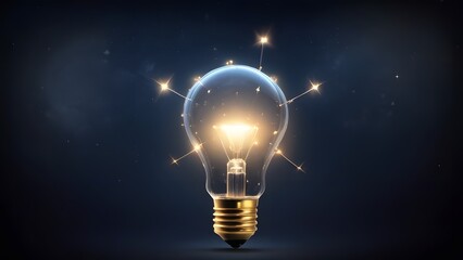 Illuminated Light Bulb Amidst Stars, Symbolizing Ideas and Innovation