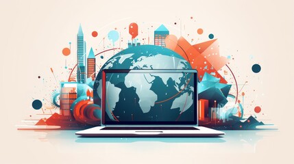 Illustration design of a digital business globe