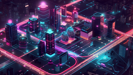 a smart city fully integrated with 5G connectivity, highlighting seamless data exchange between infrastructure