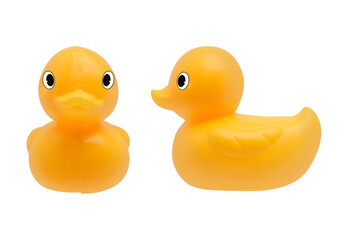 Yellow plastic duck on White Background
