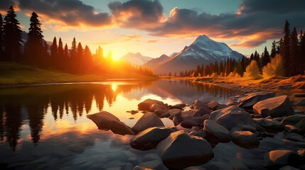 The interweaving beauty of sunset and sunrise