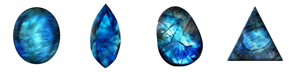 Blue Labradorite Gemstone clipart collection, vector, icons isolated on transparent background