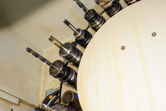 The various type of cutting  tool in the tool magazine.