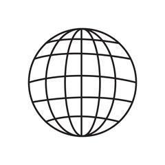 Globe symbol. Planet Earth or internet browser sign. Outline modern design element. Simple black flat vector icon with rounded corners.