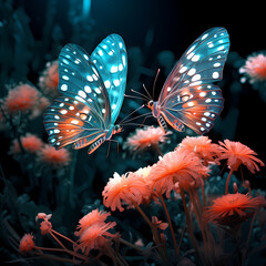 Bioengineered butterflies pollinating digital flowers