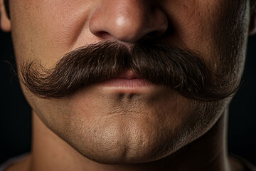 Fototapeta premium Close up of Handlebar mustache in face of middle-aged man