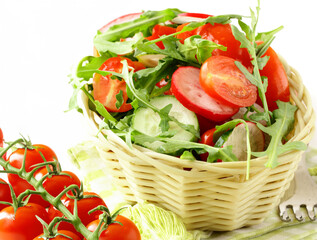natural organic tomato and arugula salad