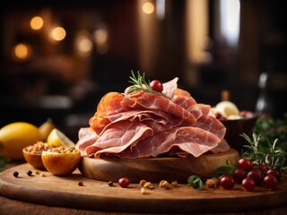 Spanish Jamón ibérico Iberian ham, cinematic food photography 
